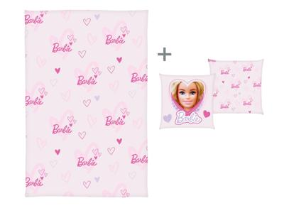 Barbie Deken met kussen 100 x 150 cm (Roze)