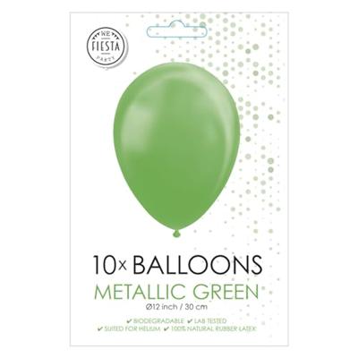 Globos Ballonnen metallic green 30cm, 10st.
