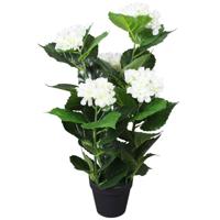 Kunst hortensia plant met pot 60 cm wit - thumbnail