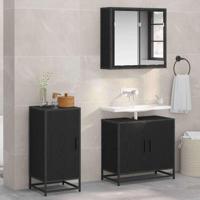 Dressoir Zwart eiken 35 x 35,5 x 76 cm Bewerkt hout - thumbnail