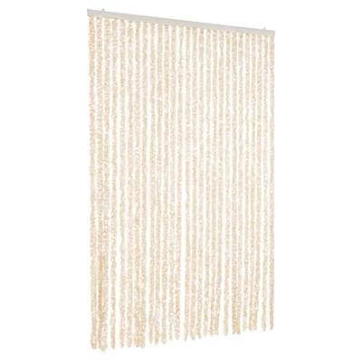VidaXL Vliegengordijn 118x220 cm chenille beige en wit