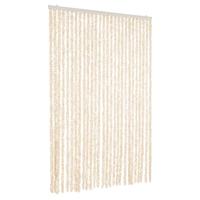 VidaXL Vliegengordijn 118x220 cm chenille beige en wit - thumbnail