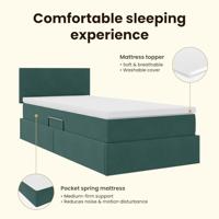 Opbergbed met LED met matras Donkergroen 90 x 200 cm Fluweel - thumbnail