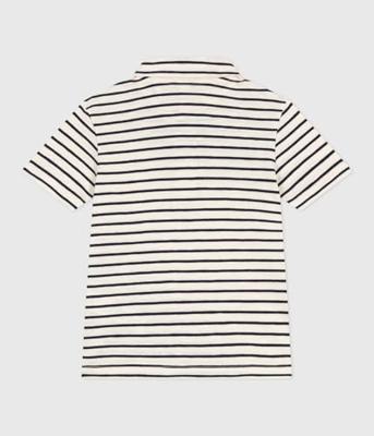 Gestreept poloshirt met korte mouwen voor jongens PETIT BATEAU vanille