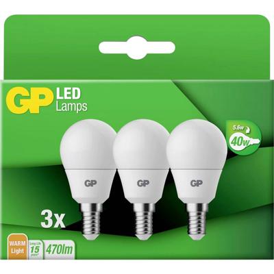GP GPMGLE14STD854C3 LED-lamp Energielabel F (A - G) E14 Globe 5.6 W = 40 W Warmwit (Ø x l) 45 mm x 84 mm 3 stuk(s) GP GPMGLE14STD854C3 LED-lamp Energielabel F (A - G) E14 Globe 5.6 W = 40 W Warmwit (Ø x l) 45 mm x 84 mm 3 stuk(s)