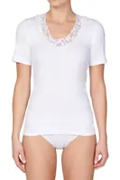 Toker Dames Hemd kant, korte mouw 206/1 - 100% katoenen ondershirt met kant - T-shirt - thumbnail