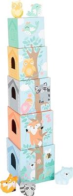 Small Foot - stapeltoren met bosdieren pastel, 10dlg.