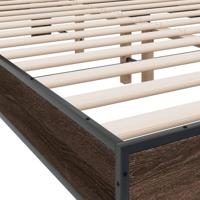 Bedframe bewerkt hout metaal bruin eikenkleur 140x190 cm - thumbnail