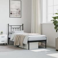 Bedframe met hoofdbord metaal zwart 75x190 cm - thumbnail