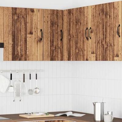 Keukenwandhoekkast Lucca bewerkt hout oud houtkleurig