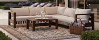 Zambra lounge corner set 3pcs off-white braided/acacia dark teak look Eurofar - Eurofar - thumbnail