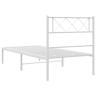 Bedframe met hoofdbord metaal wit 80x200 cm
