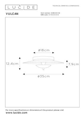 Lucide VULCAN - Plafonnière - Ø 35 cm - LED Dimb. - 1x9W 3000K - Zwart Lucide VULCAN - Plafonnière - Ø 35 cm - LED Dimb. - 1x9W 3000K - Zwart