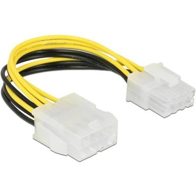 DeLOCK verlengkabel power 8 pin eps male > female (zwart/geel, 0,15 meter)