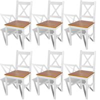 Eetkamerstoelen 6 st grenenhout wit - thumbnail