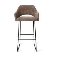 Jesper Home Barkruk 'Yanai' Slide Black, kleur Checked Chestnut (zithoogte 75cm) - thumbnail