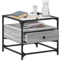 Salontafel met glazen blad 50x50x45 cm staal - thumbnail