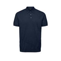SELECTED HOMME gemêleerde fijngebreide regular fit polo Berg donkerblauw - thumbnail
