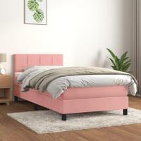 Boxspring met matras fluweel roze 90x200 cm - thumbnail