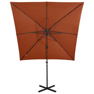Zweefparasol met paal en LED-verlichting 250 cm terracottakleur Zweefparasol met paal en LED-verlichting 250 cm terracottakleur