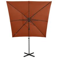 Zweefparasol met paal en LED-verlichting 250 cm terracottakleur - thumbnail