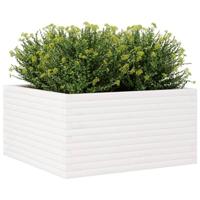 Plantenbak 90x90x46 cm massief grenenhout wit - thumbnail