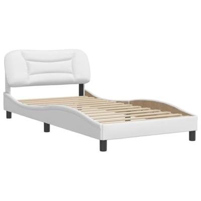 Bedframe met hoofdbord kunstleer wit 100x200 cm Bedframe met hoofdbord kunstleer wit 100x200 cm