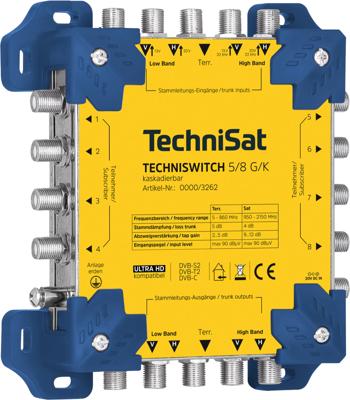 TechniSat TECHNISWITCH 5/8 G/K Satelliet multiswitch Ingangen (satelliet): 5 (4 satelliet / 1 terrestrisch) Aantal gebruikers: 8