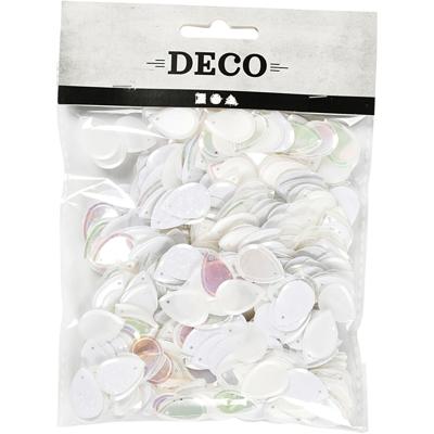 Creativ Company Pailletten, druppel, afm 14x19 mm, wit, 50 gr/ 1 doos - thumbnail