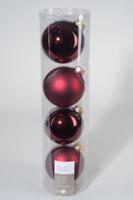 4 kerstballen ossenbloed glans-mat 100 mm KSD - Ksd - thumbnail