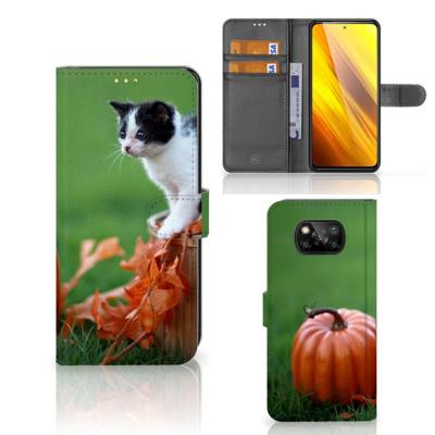 Xiaomi Poco X3 | Poco X3 Pro | Telefoonhoesje | Met pasjeshouder | Kitten