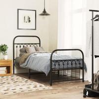 Bedframe met hoofd- en voeteneinde metaal zwart 80x200 cm - thumbnail