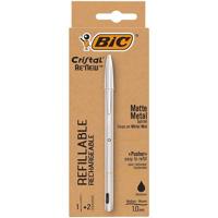Balpen bic cristal re-new 1 pen + 2 vull m zwart | 11340 stuks - thumbnail