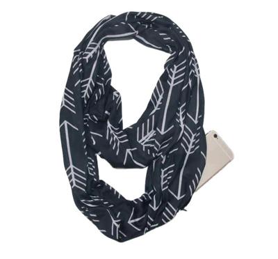 Multi-functie mode zip Pocket design sjaal (zwart witte pijl) Multi-functie mode zip Pocket design sjaal (zwart witte pijl)