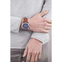 Fossil FS5151 Horloge Grant Chronograaf staal-leder blauw-bruin 44 mm - thumbnail