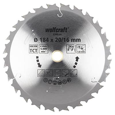Wolfcraft Handcirkelzaagblad | Voor accu-handcirkelzagen | HM | Ø184 x 20/16mm | 1 stuk - 6346000