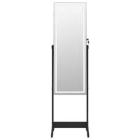 Sieradenkast met spiegel en LED-verlichting vrijstaand zwart - thumbnail