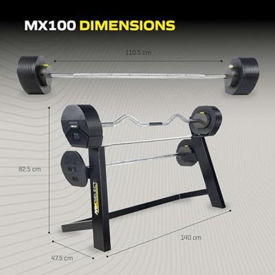 Tunturi MX Select MX100 Verstelbare halterstang en EZ Curl Bar met standaard 45,5 kg Tunturi MX Select MX100 Verstelbare halterstang en EZ Curl Bar met standaard 45,5 kg