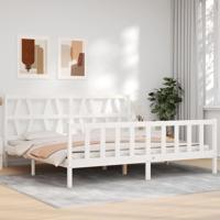 Bedframe zonder matras massief grenenhout wit 200x200 cm - thumbnail