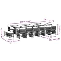 17-delige Tuinset met kussens poly rattan gemengd beige - thumbnail