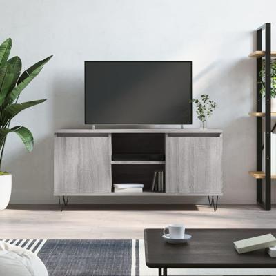 Tv-meubel 104x35x50 cm bewerkt hout grijs sonoma eikenkleurig Tv-meubel 104x35x50 cm bewerkt hout grijs sonoma eikenkleurig