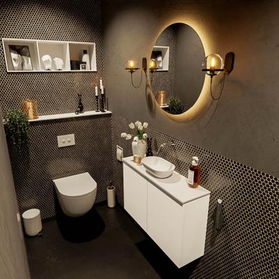 MONDIAZ FOWY toiletmeubel 80cm kleur talc. Waskom positie midden kleur talc | talc. Zonder kraangat