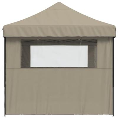 Partytent inklapbaar pop-up met 3 zijwanden taupe