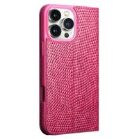 Qialino iPhone 16 Pro hoesje - Leren bookcase - Croco Roze - thumbnail