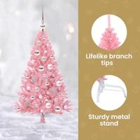 VidaXL Kunstmatig voorverlicht kerstboom met 150 led roze 120 cm pvc - thumbnail