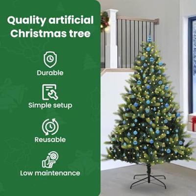 Kunstkerstboom met scharnier 300 LEDs Groen 240 cm PVC en PE
