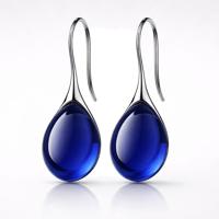 LGT JWLS Druppel Oorbellen voor Dames - Zilverkleurig met Blauwe Zirkonia Druppelstenen - thumbnail