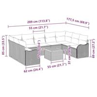 Tuinbankenset met kussen 10 pcs Beige poly rattan - thumbnail