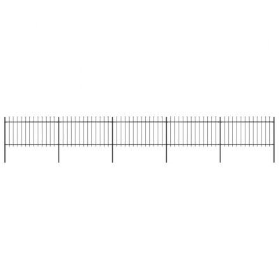 Tuinhek met speren bovenkant 8,5x1 m staal zwart