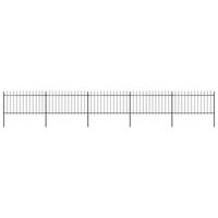 Tuinhek met speren bovenkant 8,5x1 m staal zwart - thumbnail